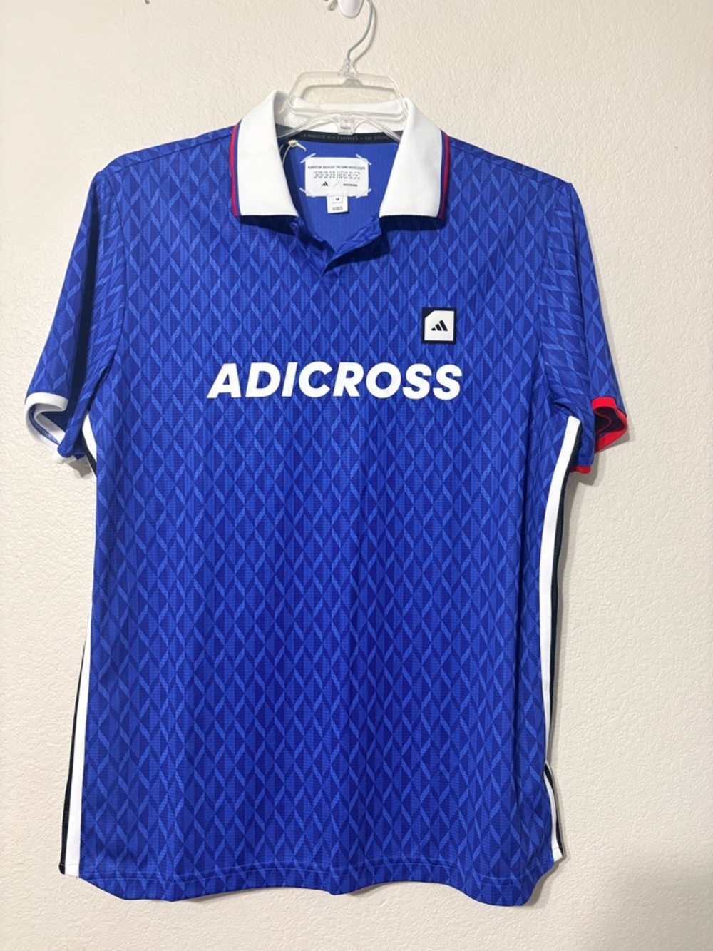 Adidas Adicross Team Red White and Blue Golf One
Button Polo Shirt
Medium IN9254